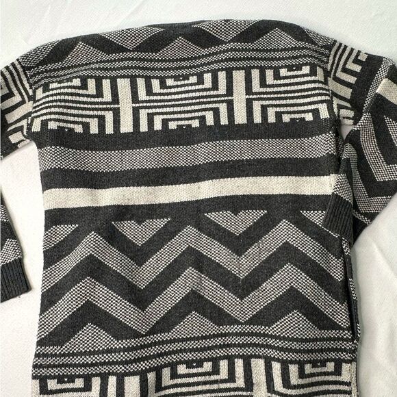 The Limited Cardigan Black Gray Open Front Geometric Western Sweater Y2K Medium - Picture 8 of 9